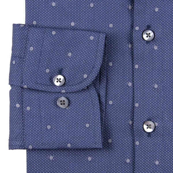 Navy Blue With Grey Spot Tailored Fit Men's Shirt