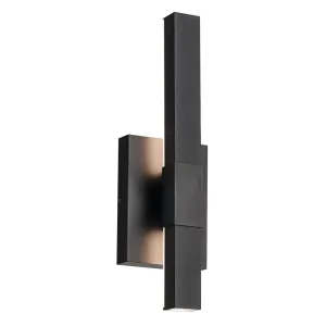 Nocar 16 In 1-Light LED Outdoor Wall Light With Clear Acrylic Satin Etched Glass, Black Finish