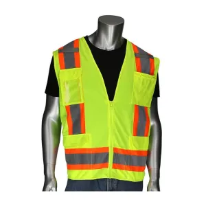 PIP ANSI Type R Class 2 Two-Tone Surveyors Vest w/D-Ring 302-0500D