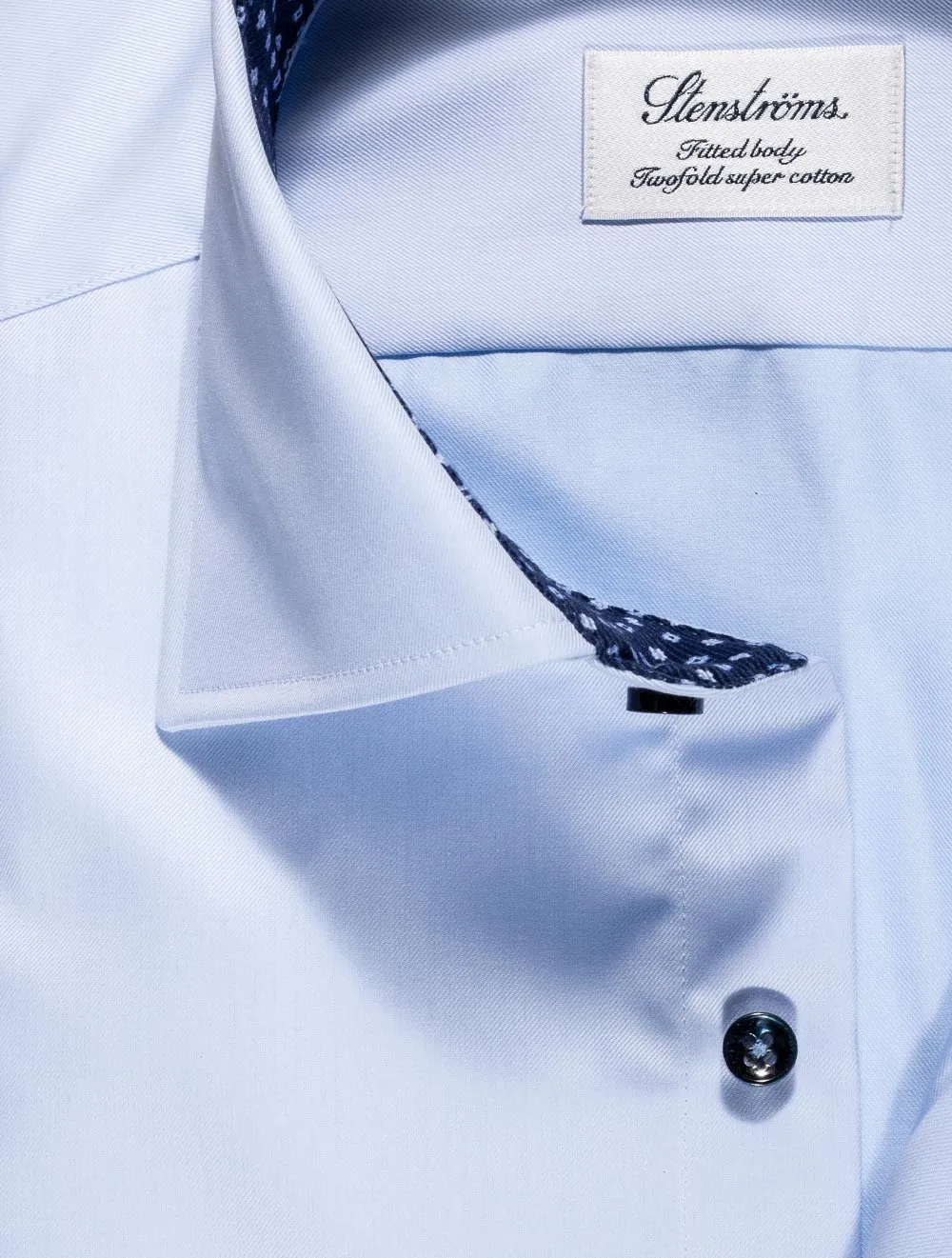 Plain With Inlay Casual Blue Shirt Blue