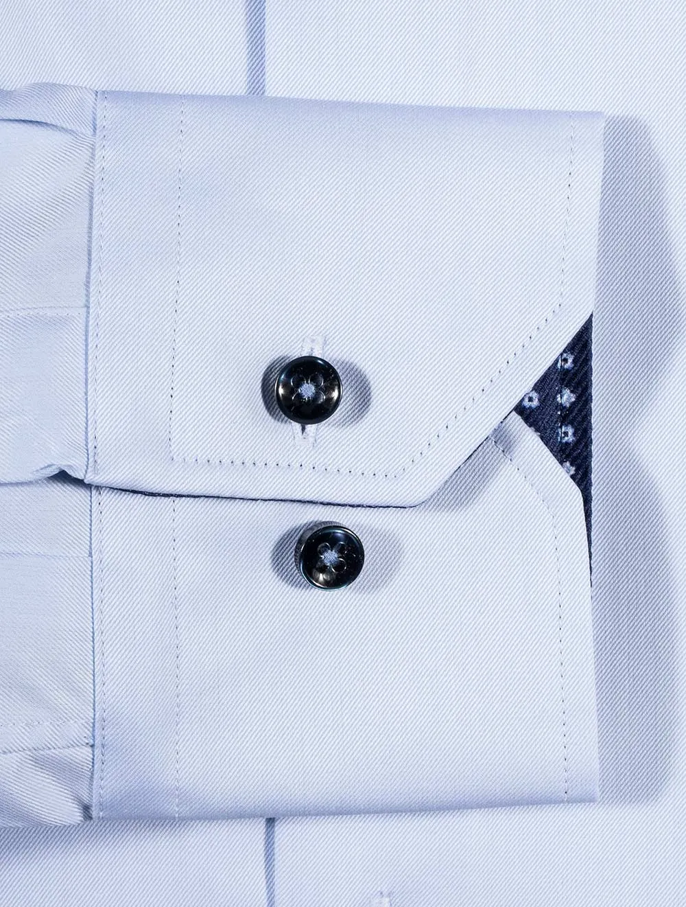Plain With Inlay Casual Blue Shirt Blue