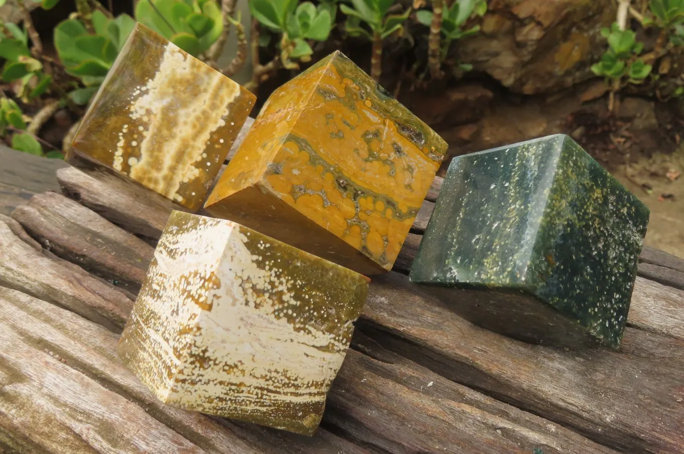Polished Ocean Jasper Cubes x 4 From Madagascar