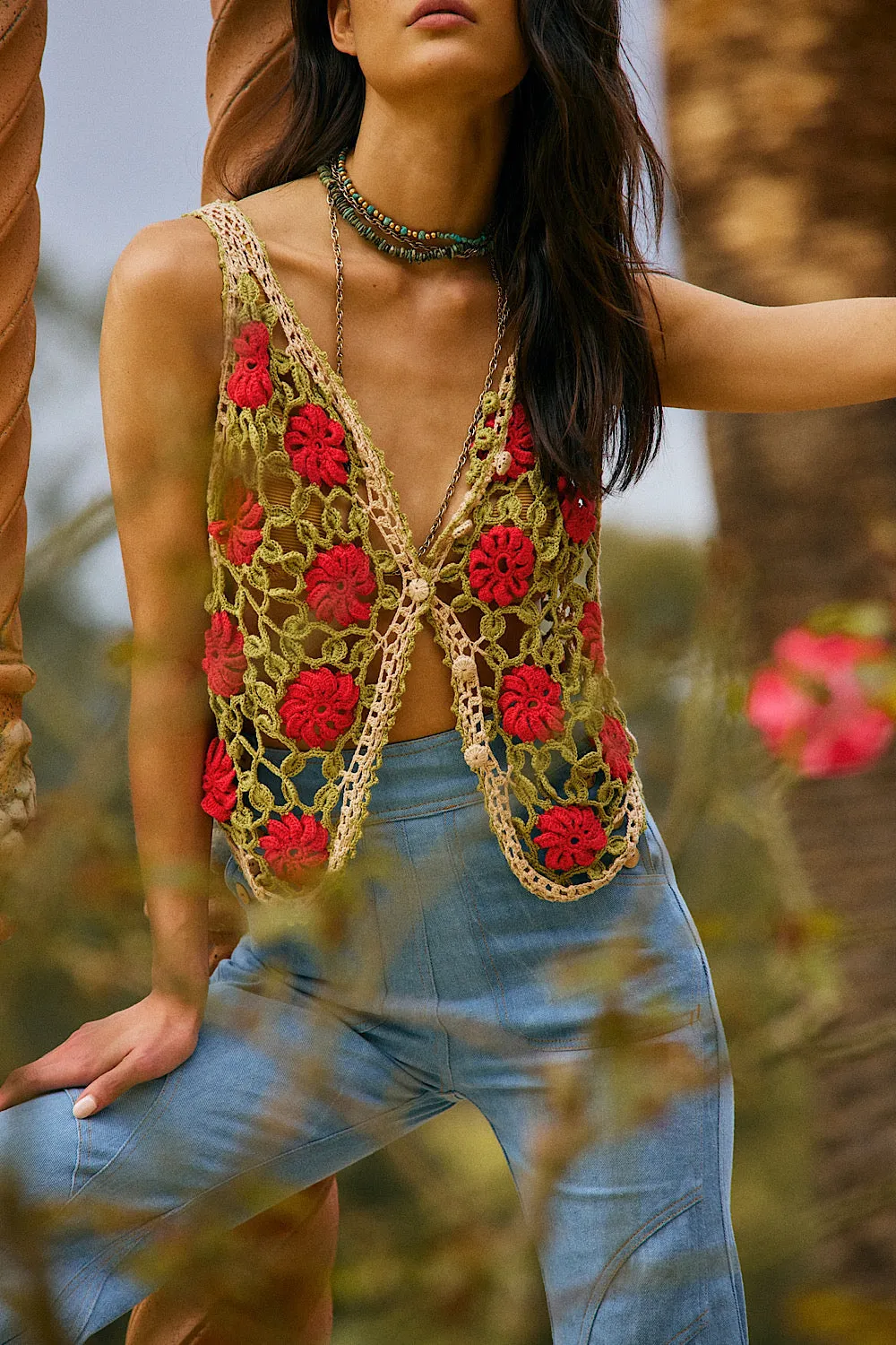 Rose Garden Hand Crochet Vest