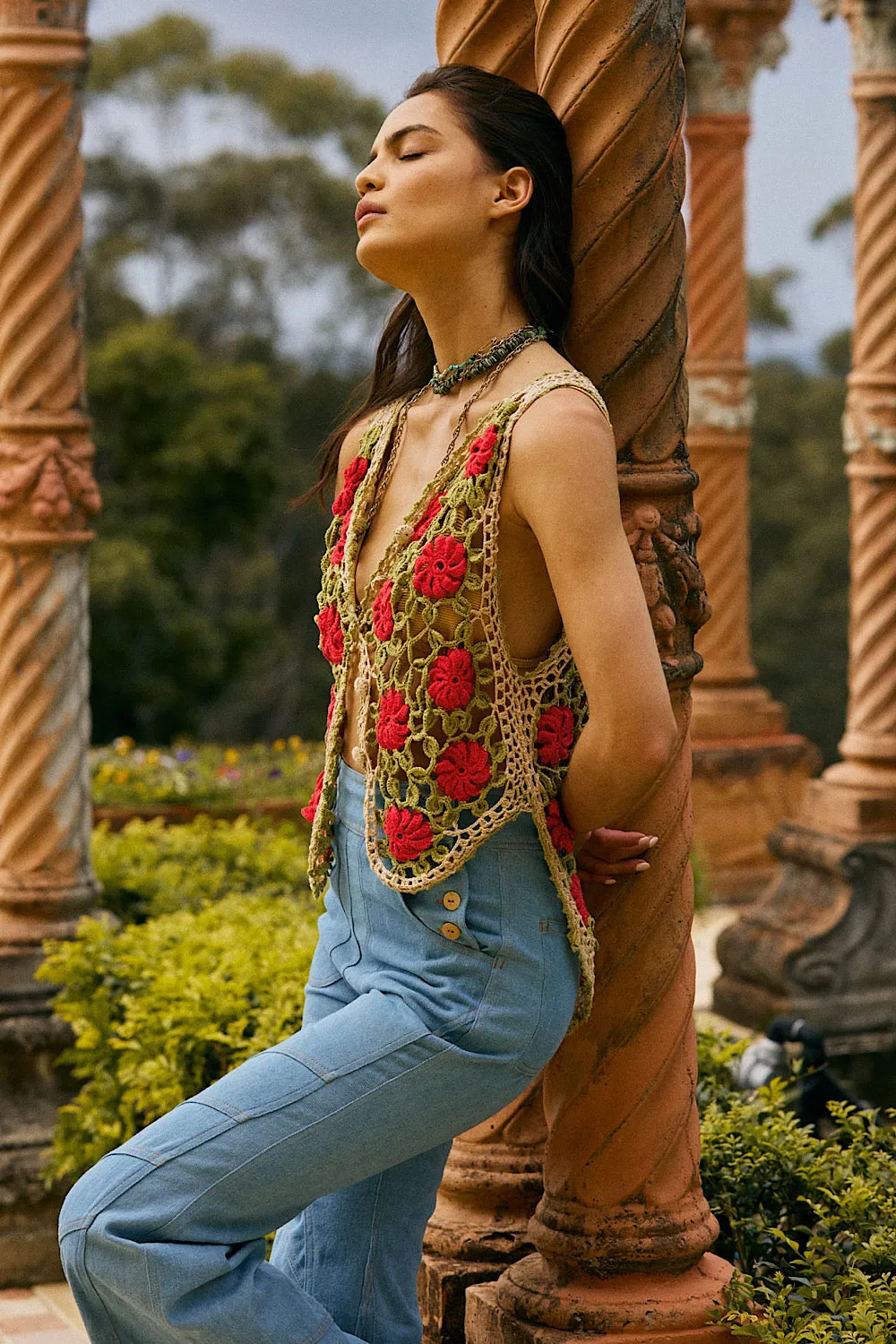 Rose Garden Hand Crochet Vest
