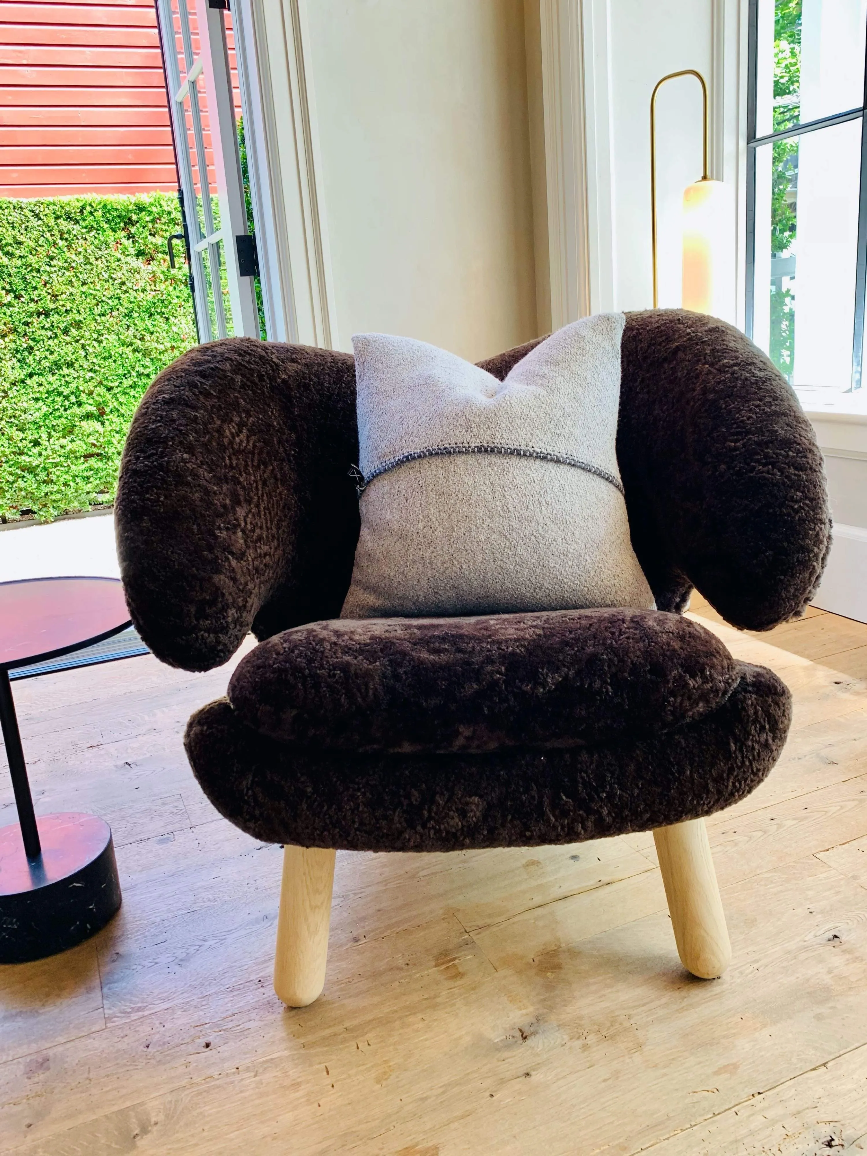 Small Hydra Grey Pillow by Teixidors in Merino Wool and Silk