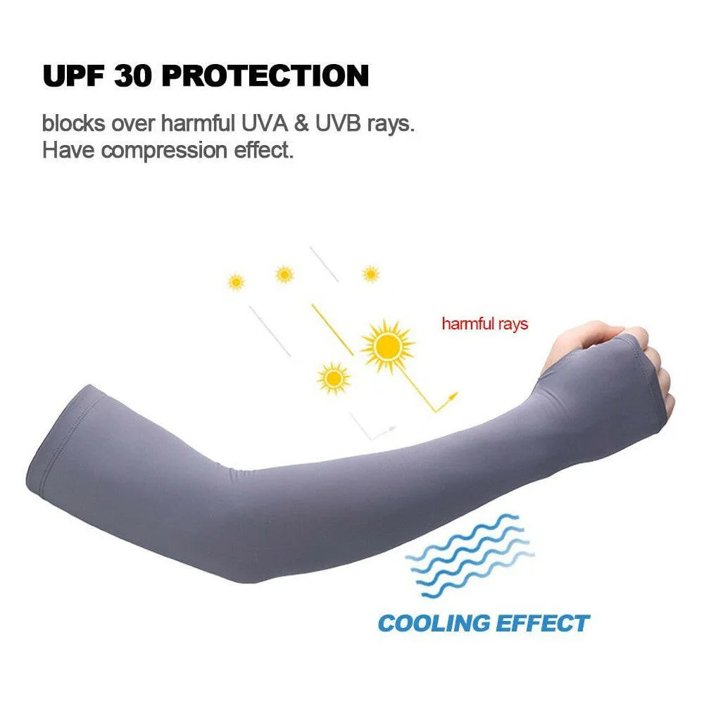 Summer UV Protection Cooling Sleeves Sun-Protective Arm Sleeves Outdoor Cycling Ultraviolet-proof Elbow Brace for Men and Women for Basketball Football Cycling Sports