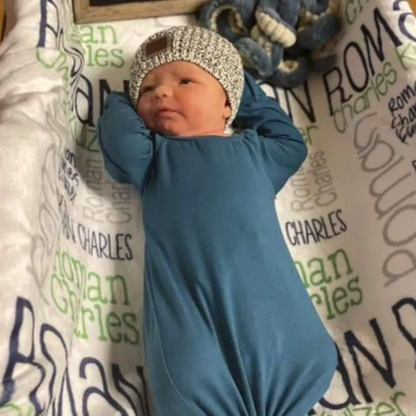 Teal Sleeper Newborn Gown