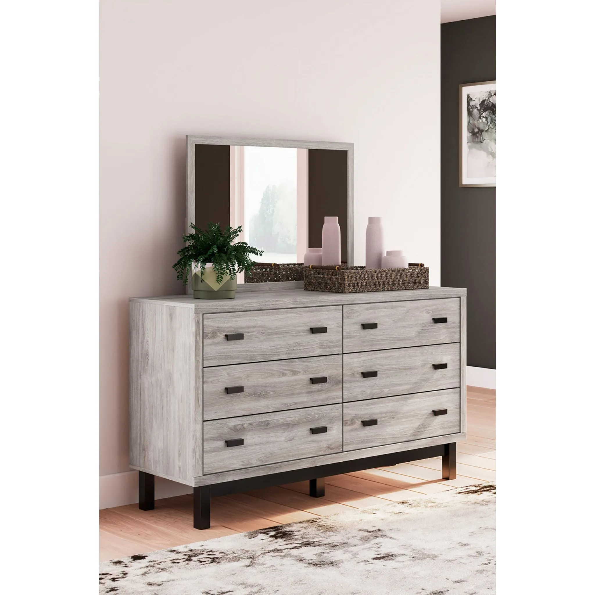 Vessalli Dresser and Mirror - Gray