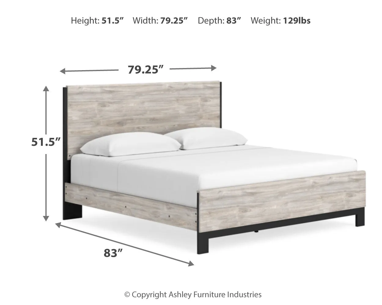 Vessalli King Panel Bed with Mirrored Dresser and Chest in Gray