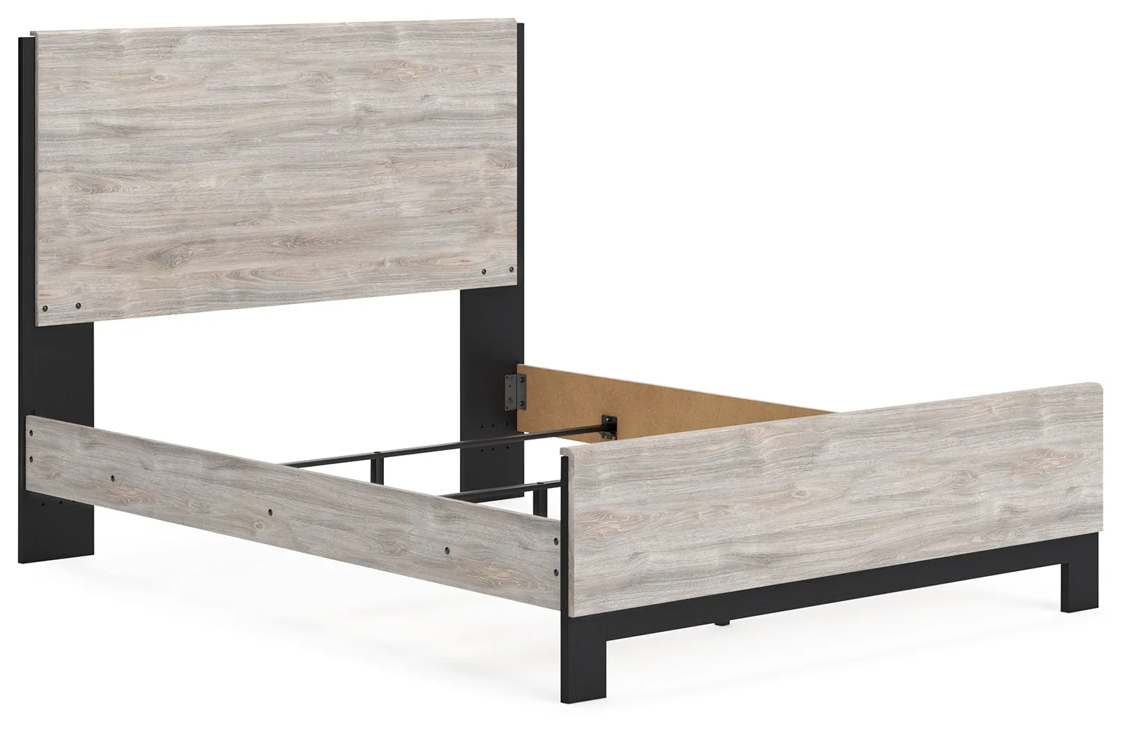 Vessalli Queen Panel Bed with Mirrored Dresser, Chest and Nightstand in Gray