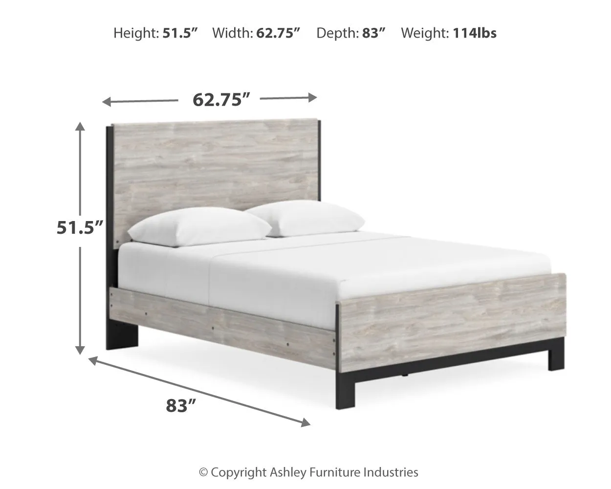 Vessalli Queen Panel Bed with Mirrored Dresser, Chest and Nightstand in Gray