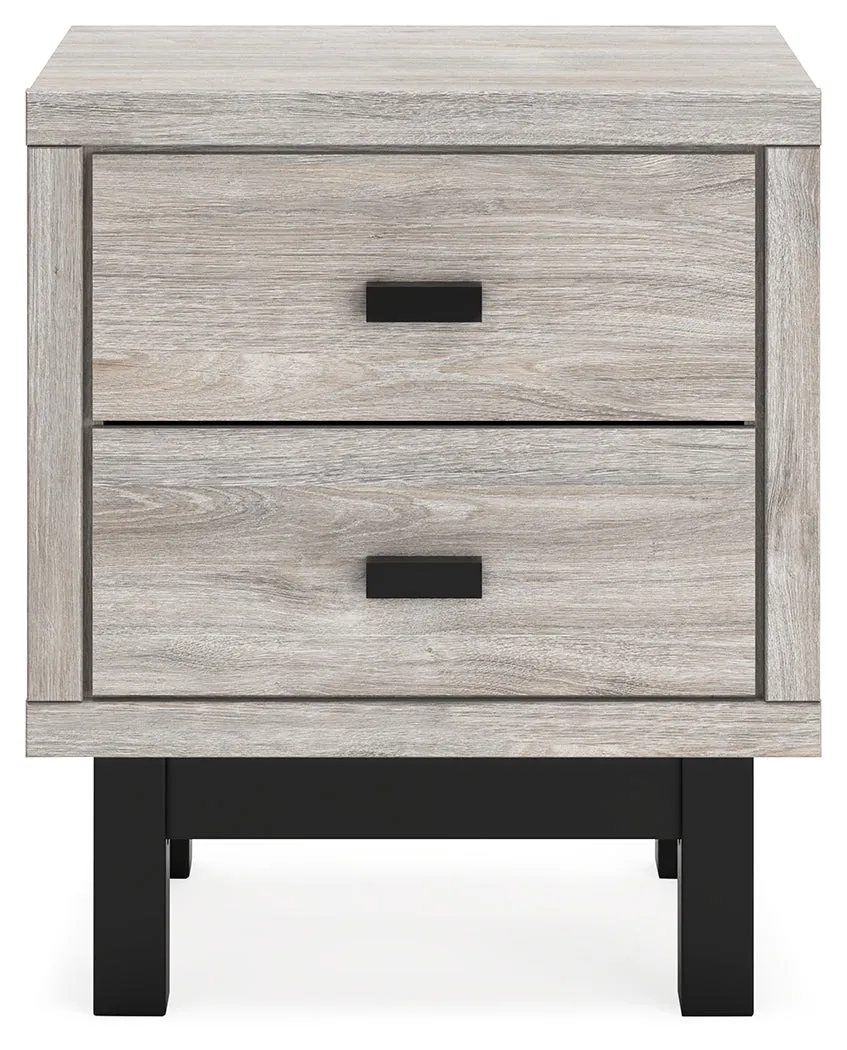 Vessalli Queen Panel Headboard with Mirrored Dresser and Nightstand in Two-tone