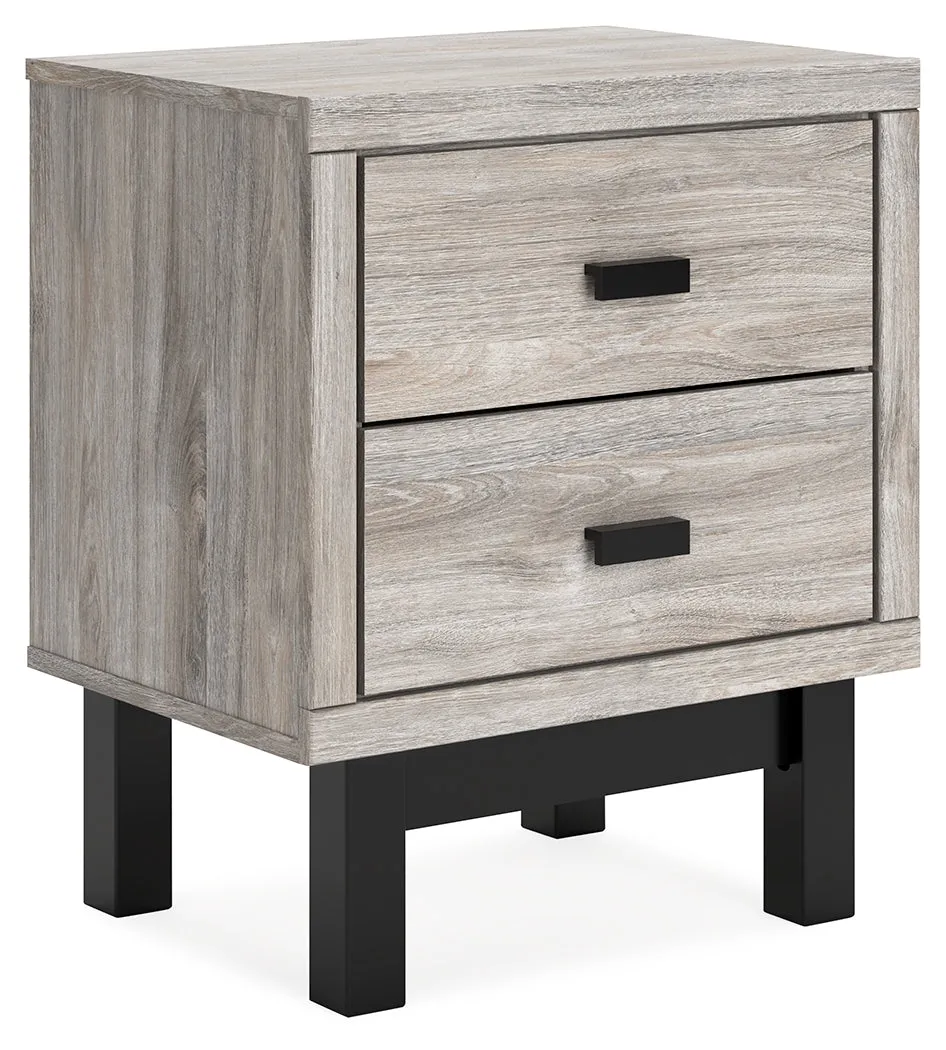 Vessalli Queen Panel Headboard with Mirrored Dresser and Nightstand in Two-tone