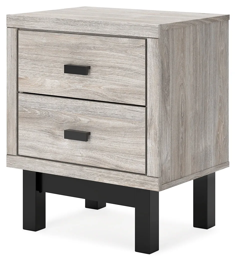 Vessalli Queen Panel Headboard with Mirrored Dresser and Nightstand in Two-tone