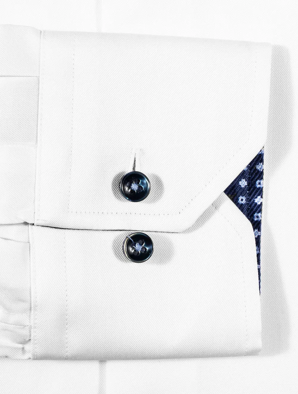 White Plain With Inlay Casual Shirt